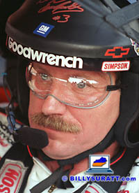 Dale Earnhardt sits in his car waiting for the start of the 1998 Goody's Headache Powder 500 NASCAR Winston Cup Series race at Bristol Motor Speedway in Bristol, Tenn. (Copyright 1998 Billy Suratt, ALL RIGHTS RESERVED)